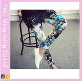 Girl's Plus Size High Elestic Printhed Flowers Pants