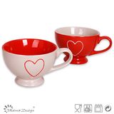 Footed Ceramic 22oz Heart Design Bowl