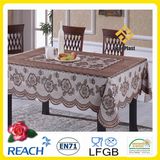 PVC Vinyl Crochet Lace Ready Made Tablecloth (JFTB-309A-Brown)