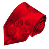 New Fashion Red Background Wine Paisely Design Men's Woven Silk Neckties