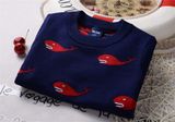 T1230 Hot Sale Autumn High Quality 100% Cotton Double-Layer Thick Baby & Kids Boy Whales Sweater Pullover Knitted Shirt Long Sleeve Wear