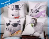 Animal Polyester Linen Throw Pillow Cushion