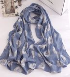 Women Fashion Flower Printed Cotton Spring Scarf (YKY1137)