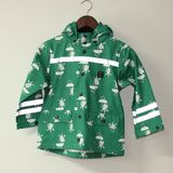 Green Cartoon Cat Reflective PU Rain Jacket/Raincoat