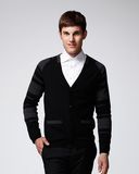 ODM Long Sleeve Pure Colour Man Sweater Cardigan