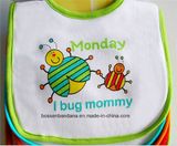 OEM Produce Customized Design Printed Cartoon Cute Cotton White Babywear Feeder Drool Bib