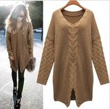 Long Section of Hemp Flowers Woven Slit Sweater (BTQ013)