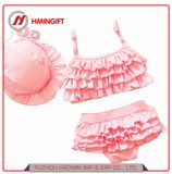 Three Sets Costume Swimsuit Girls Baby Princess Pink Multi-Layer Lotus Leaf Baby Bikini