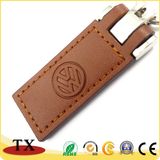 Hot Selling Brown Metal Leather Key Chain with Embossed Logo