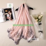 New Lady Fashion Silk Satin Scarf with Rose Printed Shawl