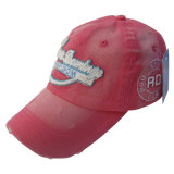 Red Washed Baseball Cap with 2 Layer Applique Gjwd1730