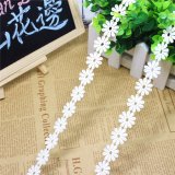 Factory Stock Wholesale 2cm Width Embroidery Daisy Polyester Lace Polyester Embroidery Trimming Fancy Lace for Garments Accessory & Home Textiles & Curtains