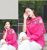 Popular Cotton and Bast Fiber National Style Shawl Sun-Protective Embroidered Scarf