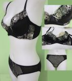 Black Sexy Lace Embroidery Bra and Panty Women Lingerie