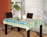 China LFGB PVC Printed Tablecloth/Oilcloth with Nonwoven/Flannel Backing