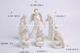 Quality White/ Gold Ceramic Glaze Nativity Set for Christmas Ornaments