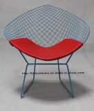 Morden Dining Kd Seat Red PU Cushion Wire Diamond Chair