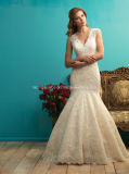 Ivory Sleeveless Lace Wedding Gown See Through Bridal Dress