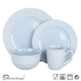 Embossed Ceramic Stoneware 16PCS Cheap Dinners Et