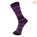 Men's Causal Sock with Line Pattern Jacquard