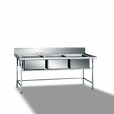 Stainless Steel 3-Sink Workbench Wash Basin Sink