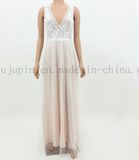 Deep V Sexy Sleeveless Bridal Bridesmaid Evening Wedding Gown Dress