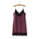 Fashion Womenv-Neck Velvet Lace Matching Clothes Vest Blouse