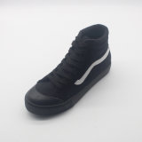 Black High Cut Lace-up Canvas Women Shoes with Vulcanized Sole