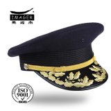 Dark Blue Honorable Army Uniform Hats with Gold Chin Strap and Embroidery