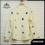 Women White Printed Long Sleeve Sweater