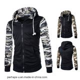 Men's Leisure Sports Camouflage Stitching Slim Hooded Sweater Cardigan Jacket