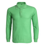 Customized Long Sleeve Singe Jerseys Cotton Blouse Men's Polo Shirt