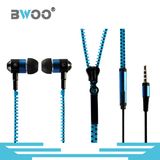 Fashion Mic Noise Cancelling Metal Plug Stereo in-Ear Zipper Earphone