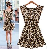 2015 New Fashion Sweet Girl's Leopard Dresses