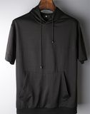 Cotton Mixed Polyester Premium Quality Half Sleeve Black Hoodie