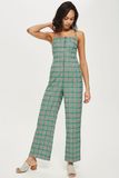 Hot Sale Women Checked Plaid 100% Cotton Jumpsuit