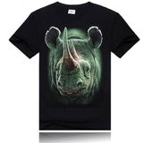 News Design 3D Rhinoceros Print Mens Cotton T-Shirt