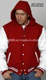 Mens Wool Baseball Jacket with PU Sleeve