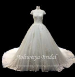 Aolanes Illusion Princess Appliques Lace Wedding Dress