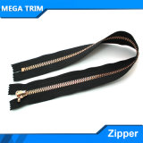 Open-End Rose Gold Color Corn Teeth Metal Zipper