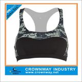 Green Black Camouflage Plus Size Sports Bra with Logo