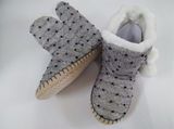 Dots Printing Micro Suede+Fur Lining Ladies Fashion Indoor TPR Boots