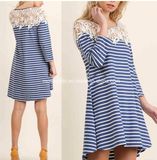 Stripe Cap Sleeve Knit Dress for Women