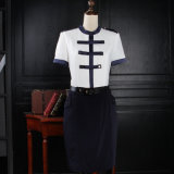Slim Fit Trendy Design Short Sleeve Office Ladies Formal Shirt