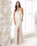 Sweetheart Neckline Pleat Body Side Split Chiffon Beach Wedding Dress