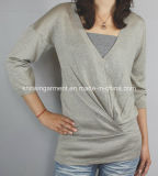 Women Fashion Sales V Neck Long Sleeve Sweater Clothing (12AW-318)