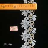 7.5cm Golden White French Chantilly Trim, Alencon Lace Trim Hme891