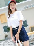 Denim Jeans 2 Color with Belt Women High Waist Short Jeans