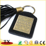 Fashion and Customized Shape Leather Metal Key Chain with Tassels