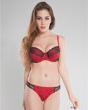 Beautiful Printcloth with Nice Lace Trim Bra and Panty Set